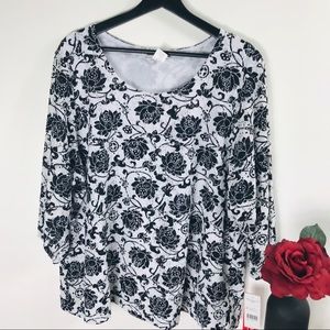 Rebecca Malone 1X Flower Blouse NWT